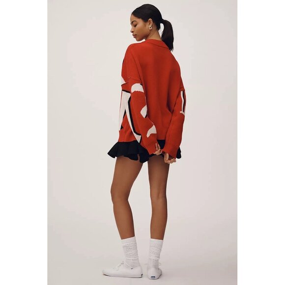 NWT Size M - Anthropologie Oversized Graphic Monogram Sweater (NWT US$ 158) - Picture 3 of 16